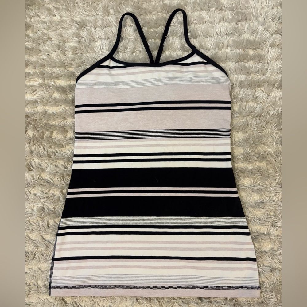 Lululemon Black and White Striped Tank